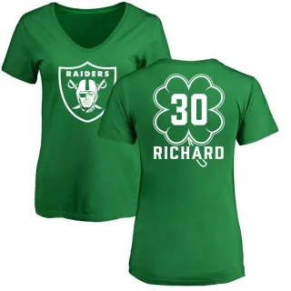 Jalen Richard Women's Oakland Raiders Green St. Patrick's Day Name & Number V-Neck T-Shirt