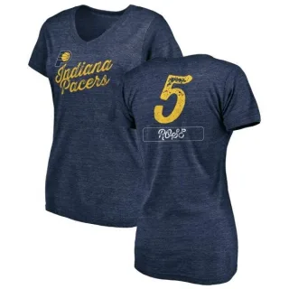 Jalen Rose Women's Indiana Pacers Navy Sideline Tri-Blend V-Neck T-Shirt