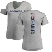 Jamaal Charles Women's Denver Broncos Backer V-Neck T-Shirt - Ash