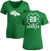 Jamaal Charles Women's Denver Broncos Green St. Patrick's Day Name & Number V-Neck T-Shirt