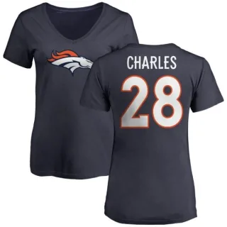 Jamaal Charles Women's Denver Broncos Name & Number Logo Slim Fit T-Shirt - Navy