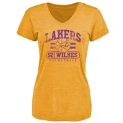 Jamaal Wilkes Women's Los Angeles Lakers Gold Baseline Tri-Blend T-Shirt