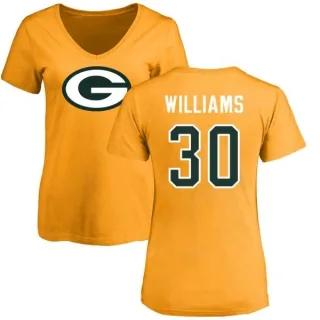 Jamaal Williams Women's Green Bay Packers Name & Number Logo Slim Fit T-Shirt - Gold