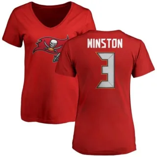 Jameis Winston Women's Tampa Bay Buccaneers Name & Number Logo Slim Fit T-Shirt - Red