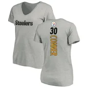 James Conner Women's Pittsburgh Steelers Backer V-Neck T-Shirt - Ash