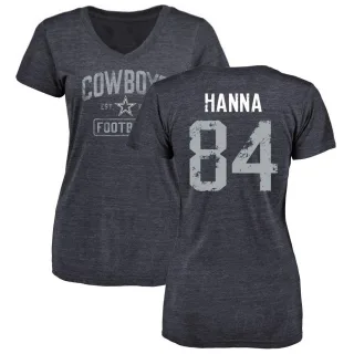 James Hanna Women's Dallas Cowboys Distressed Name & Number Tri-Blend V-Neck T-Shirt - Navy