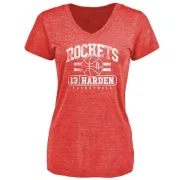 James Harden Women's Houston Rockets Red Baseline Tri-Blend T-Shirt