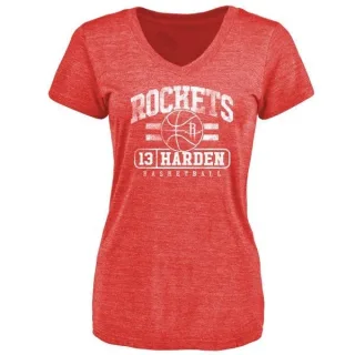 James Harden Women's Houston Rockets Red Baseline Tri-Blend T-Shirt
