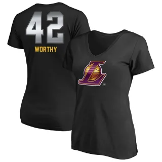 James Worthy Women's Los Angeles Lakers Black Midnight Mascot T-Shirt