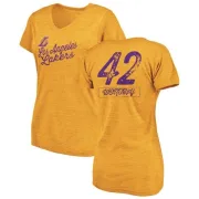 James Worthy Women's Los Angeles Lakers Gold Sideline Tri-Blend V-Neck T-Shirt