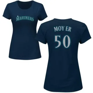 Jamie Moyer Women's Seattle Mariners Name & Number T-Shirt - Navy