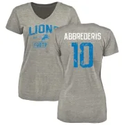 Jared Abbrederis Women's Detroit Lions Heather Gray Distressed Name & Number Tri-Blend V-Neck T-Shirt