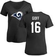 Jared Goff Women's Los Angeles Rams Name & Number Logo Slim Fit T-Shirt - Black