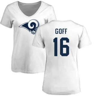 Jared Goff Women's Los Angeles Rams Name & Number Logo Slim Fit T-Shirt - White