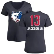 Jaren Jackson Jr. Women's Memphis Grizzlies Navy Name and Number Banner Wave V-Neck T-Shirt