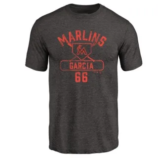 Jarlin Garcia Miami Marlins Base Runner Tri-Blend T-Shirt - Black