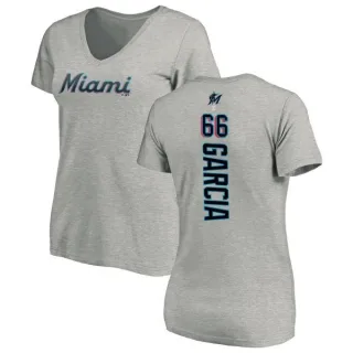 Jarlin Garcia Women's Miami Marlins Backer Slim Fit T-Shirt - Ash