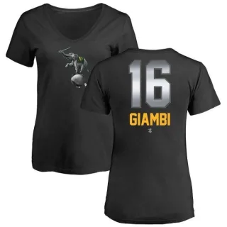 Jason Giambi Women's Oakland Athletics Midnight Mascot V-Neck T-Shirt - Black