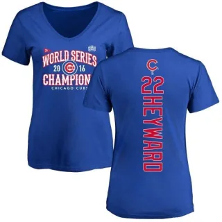 Jason Heyward Women's Chicago Cubs 2016 World Series Champions Back Name & Number V-Neck T-Shirt - Royal