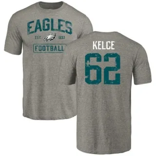 Jason Kelce Philadelphia Eagles Gray Distressed Name & Number Tri-Blend T-Shirt