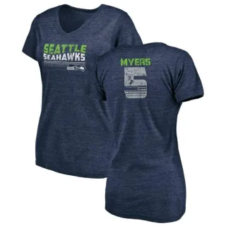 Jason Myers Women's Seattle Seahawks Retro Tri-Blend V-Neck T-Shirt - College Navy