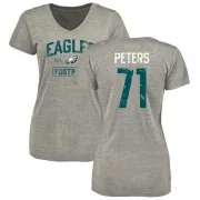 Jason Peters Women's Philadelphia Eagles Heather Gray Distressed Name & Number Tri-Blend V-Neck T-Shirt