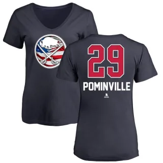 Jason Pominville Women's Buffalo Sabres Name and Number Banner Wave V-Neck T-Shirt - Navy