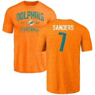 Jason Sanders Miami Dolphins Orange Distressed Name & Number Tri-Blend T-Shirt