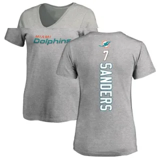 Jason Sanders Women's Miami Dolphins Backer V-Neck T-Shirt - Ash