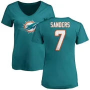 Jason Sanders Women's Miami Dolphins Name & Number Logo Slim Fit T-Shirt - Aqua