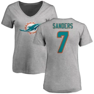 Jason Sanders Women's Miami Dolphins Name & Number Logo Slim Fit T-Shirt - Ash