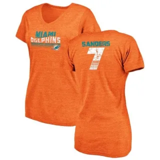 Jason Sanders Women's Miami Dolphins Retro Tri-Blend V-Neck T-Shirt - Orange