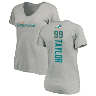 Jason Taylor Women's Miami Dolphins Backer V-Neck T-Shirt - Ash