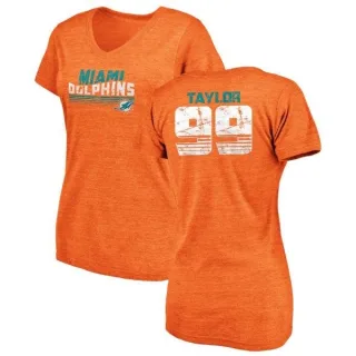 Jason Taylor Women's Miami Dolphins Retro Tri-Blend V-Neck T-Shirt - Orange