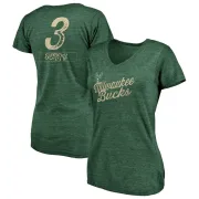 Jason Terry Women's Milwaukee Bucks Green Sideline Tri-Blend V-Neck T-Shirt