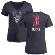 Jason Terry Women's Milwaukee Bucks Navy Name and Number Banner Wave V-Neck T-Shirt