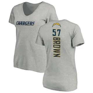 Jatavis Brown Women's Los Angeles Chargers Name & Number Slim Fit V-Neck T-Shirt - Heather Gray