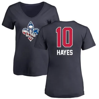 Jaxson Hayes Women's New Orleans Pelicans Navy Name and Number Banner Wave V-Neck T-Shirt