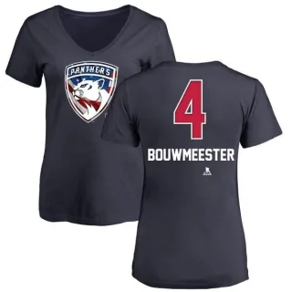 Jay Bouwmeester Women's Florida Panthers Name and Number Banner Wave V-Neck T-Shirt - Navy