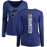 Jay Bouwmeester Women's St. Louis Blues Backer V-Neck Long-Sleeve T-Shirt - Royal