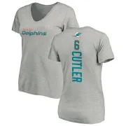 Jay Cutler Women's Miami Dolphins Backer V-Neck T-Shirt - Ash