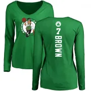 Jaylen Brown Women's Boston Celtics Kelly Green Backer V-Neck Long-Sleeve T-Shirt