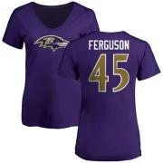 Jaylon Ferguson Women's Baltimore Ravens Name & Number Logo V-Neck T-Shirt - Purple