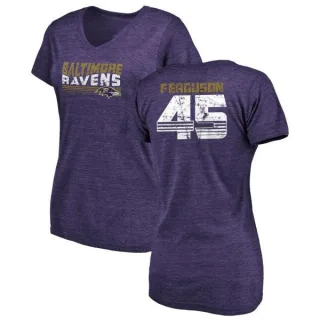 Jaylon Ferguson Women's Baltimore Ravens Retro Tri-Blend V-Neck T-Shirt - Purple