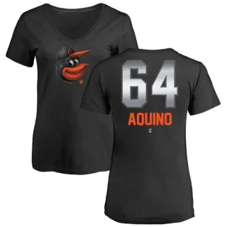 Jayson Aquino Women's Baltimore Orioles Midnight Mascot V-Neck T-Shirt - Black