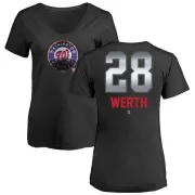 Jayson Werth Women's Washington Nationals Midnight Mascot V-Neck T-Shirt - Black