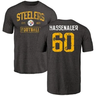 J.C. Hassenauer Pittsburgh Steelers Black Distressed Name & Number Tri-Blend T-Shirt