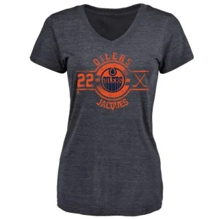 Jean-Francois Jacques Women's Edmonton Oilers Insignia Tri-Blend V-Neck T-Shirt - Navy