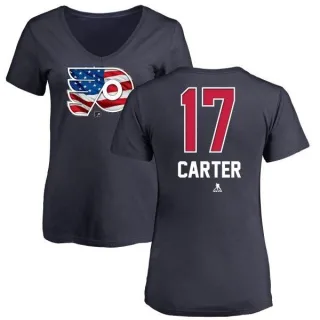 Jeff Carter Women's Philadelphia Flyers Name and Number Banner Wave V-Neck T-Shirt - Navy