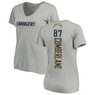 Jeff Cumberland Women's Los Angeles Chargers Name & Number Slim Fit V-Neck T-Shirt - Heather Gray